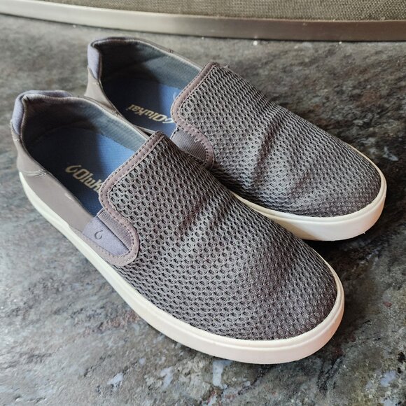 OluKai Gray Textile Slip-On Loafers Size 7 - Picture 9 of 13